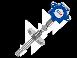 A thermocouple with a flanged thermowell.