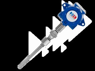 A thermocouple with a threaded thermowell.